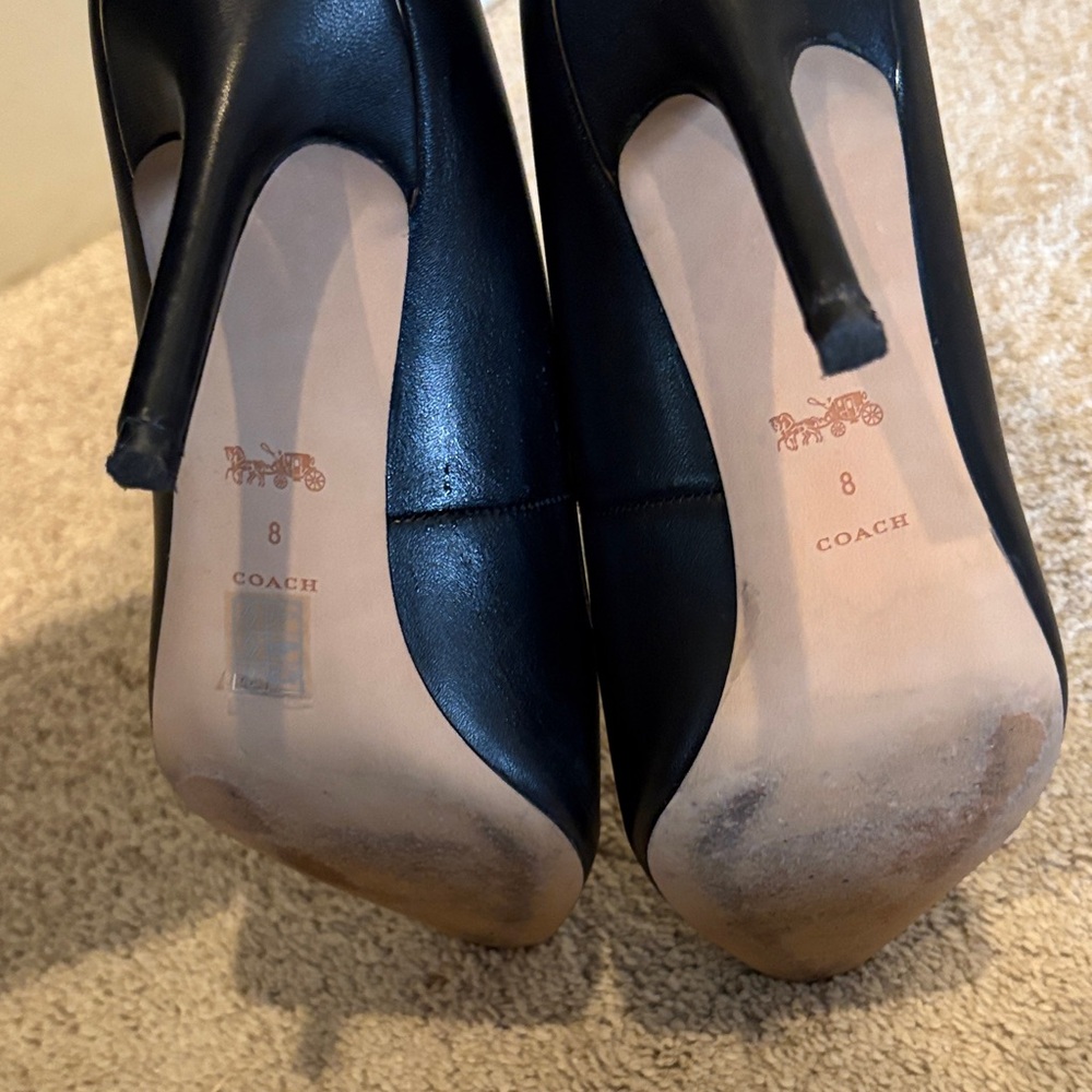 Coach Classic Black Leather Heels - Picture 5 of 9